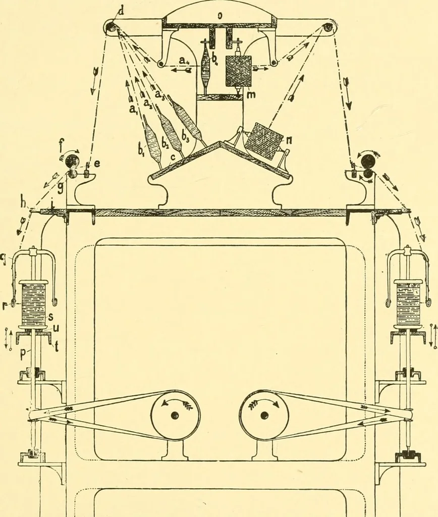 An illustration from Textile raw materials and their conversion into yarns : (the study of the raw materials and the technology of the spinning process) a text-book for textile, trade and higher technical schools, as also for self-instruction ; based upon the ordinary syllabus and curriculum of the Imperial and Royal Austrian weaving schools, 1901, leaf 402