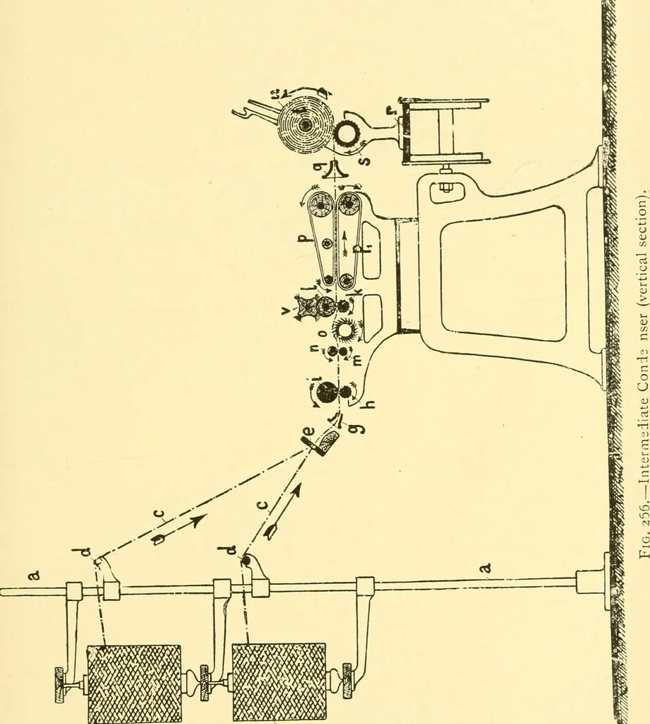 An illustration from Textile raw materials and their conversion into yarns : (the study of the raw materials and the technology of the spinning process) a text-book for textile, trade and higher technical schools, as also for self-instruction ; based upon the ordinary syllabus and curriculum of the Imperial and Royal Austrian weaving schools, 1901, leaf 434