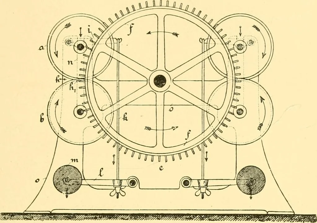 An illustration from Textile raw materials and their conversion into yarns : (the study of the raw materials and the technology of the spinning process) a text-book for textile, trade and higher technical schools, as also for self-instruction ; based upon the ordinary syllabus and curriculum of the Imperial and Royal Austrian weaving schools, 1901, leaf 44