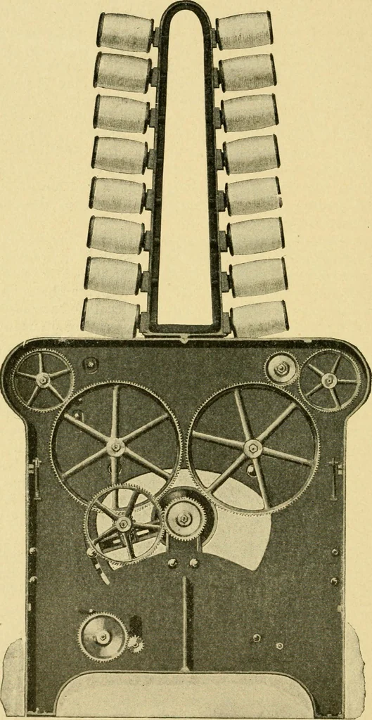 An illustration from Textile texts for cotton manufacturers : concerning the proper methods of equipping and running mills ... and a full list of the patented cotton machinery introduced and sold by the Draper Company, 1903, leaf 245