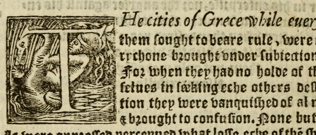 An illustration from Thabridgemente of the histories of Trogus Pompeius, 1570, leaf 116