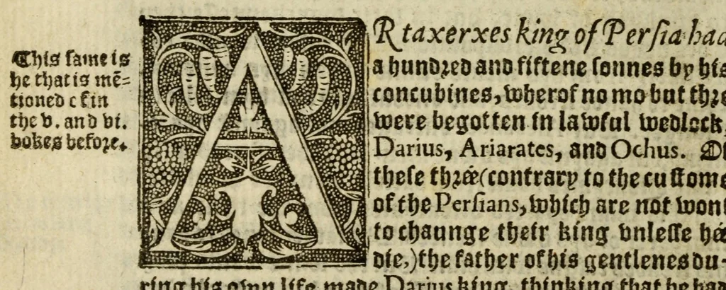 An illustration from Thabridgemente of the histories of Trogus Pompeius, 1570, leaf 132