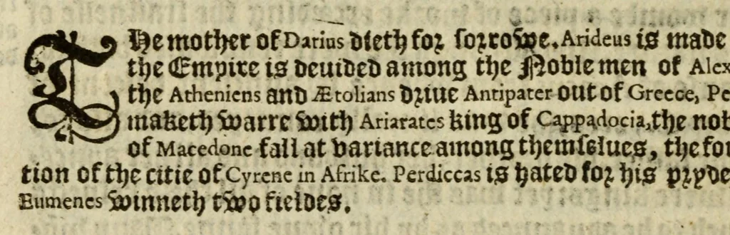 An illustration from Thabridgemente of the histories of Trogus Pompeius, 1570, leaf 170