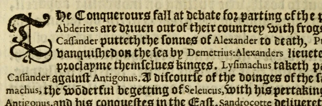 An illustration from Thabridgemente of the histories of Trogus Pompeius, 1570, leaf 190