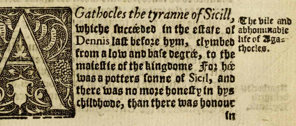 An illustration from Thabridgemente of the histories of Trogus Pompeius, 1570, leaf 237