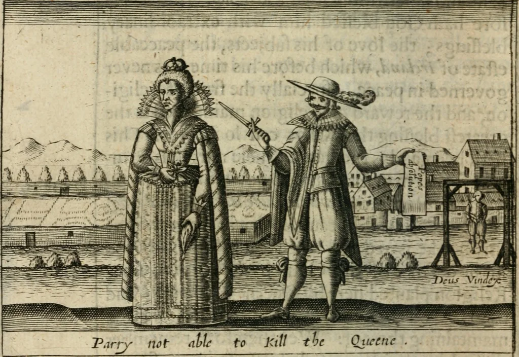 An illustration from A thankfull remembrance of Gods mercie. In an historical collection of the great and mercifull deliuerances of the church and state of England, since the gospell beganne here to flourish, from the beginning of Queene Elizabeth, 1630, leaf 107
