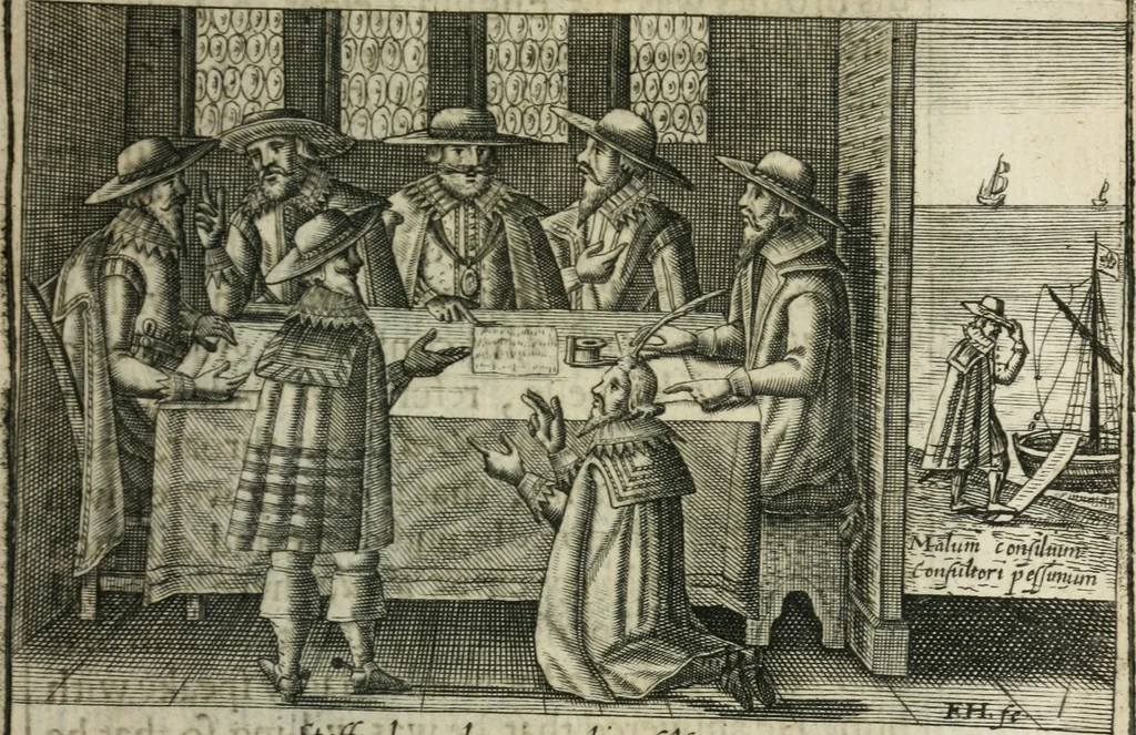 An illustration from A thankfull remembrance of Gods mercie. In an historical collection of the great and mercifull deliuerances of the church and state of England, since the gospell beganne here to flourish, from the beginning of Queene Elizabeth, 1630, leaf 140