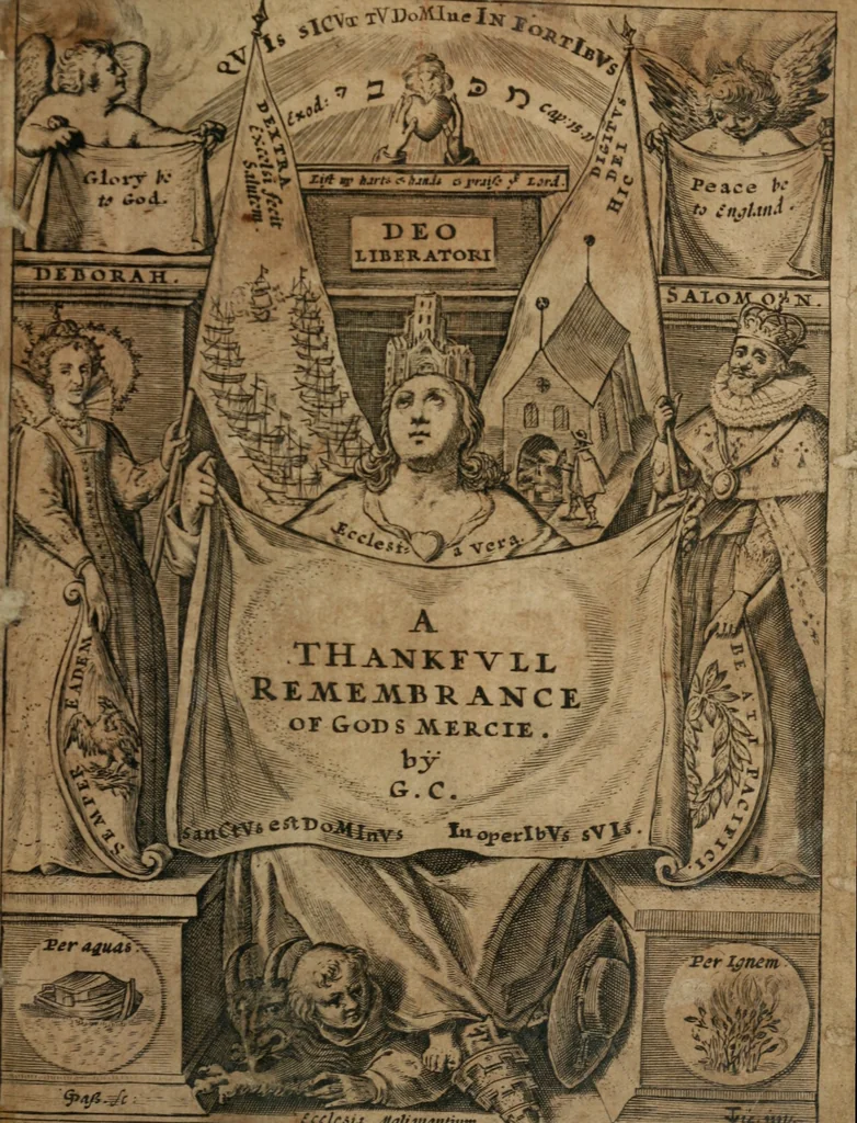 An illustration from A thankfull remembrance of Gods mercie. In an historical collection of the great and mercifull deliuerances of the church and state of England, since the gospell beganne here to flourish, from the beginning of Queene Elizabeth, 1630, leaf 8