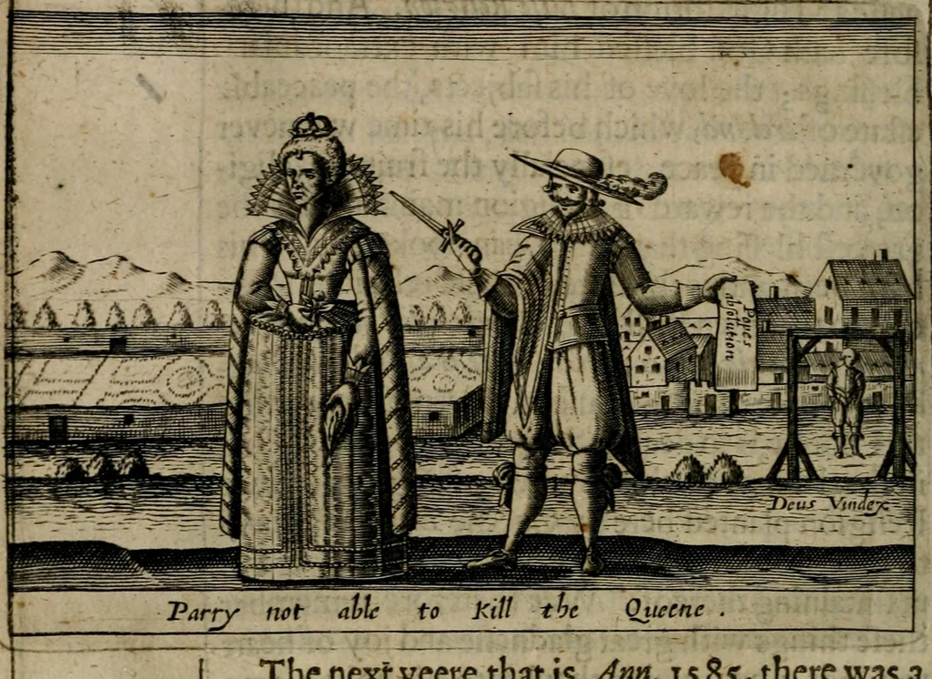 An illustration from A thankfvll remembrance of Gods mercie : in a historicall collection of the great and mercifull deliuerances of the church and state of England, since the Gospell beganne here to flourish, from the beginning of Queene Elizabeth, 1630, leaf 103