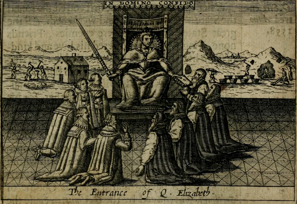 An illustration from A thankfvll remembrance of Gods mercie : in a historicall collection of the great and mercifull deliuerances of the church and state of England, since the Gospell beganne here to flourish, from the beginning of Queene Elizabeth, 1630, leaf 14