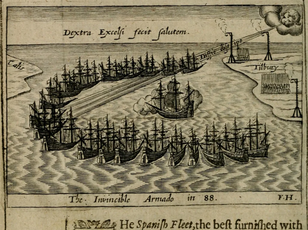 An illustration from A thankfvll remembrance of Gods mercie : in a historicall collection of the great and mercifull deliuerances of the church and state of England, since the Gospell beganne here to flourish, from the beginning of Queene Elizabeth, 1630, leaf 157