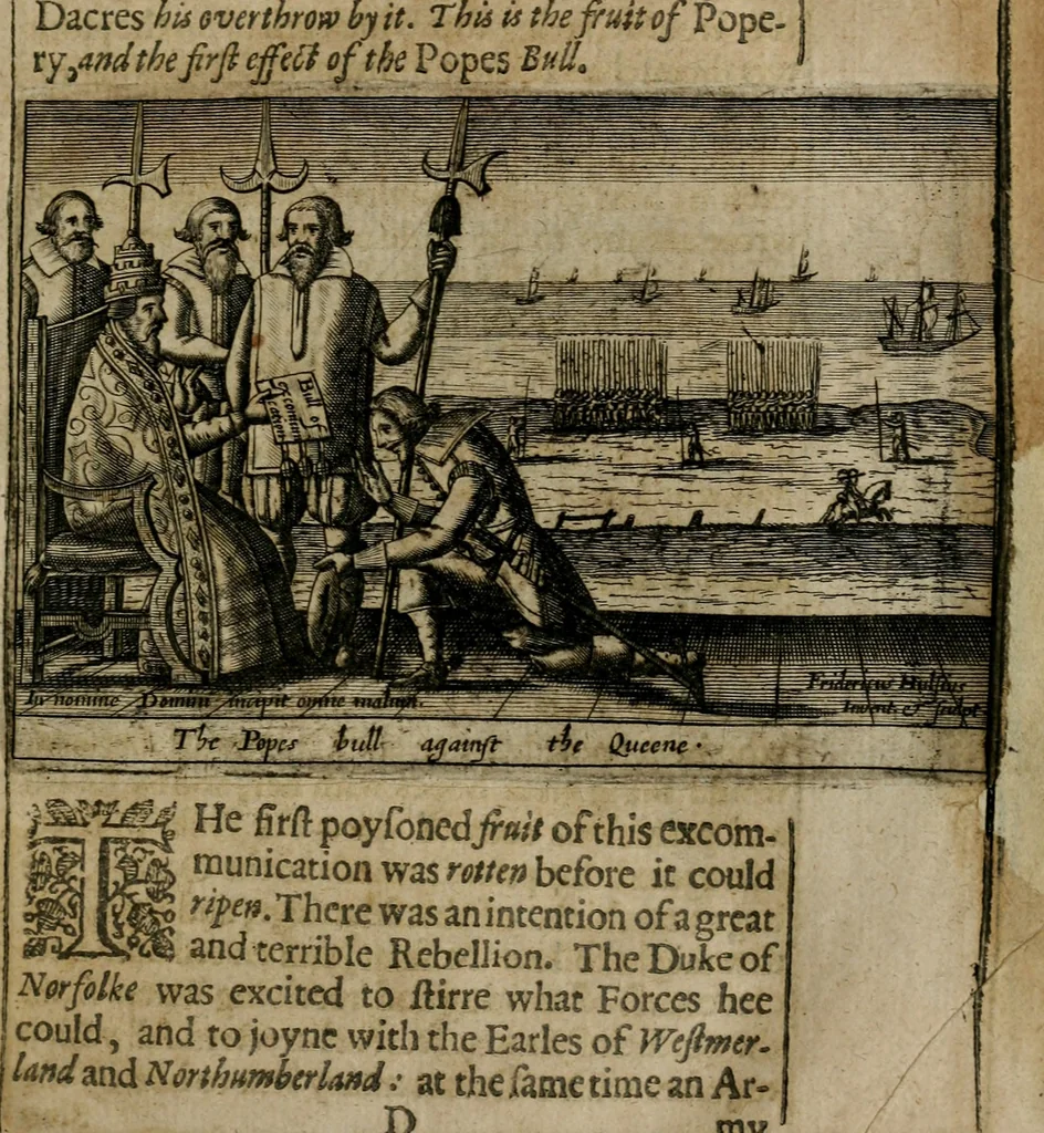 An illustration from A thankfvll remembrance of Gods mercie : in a historicall collection of the great and mercifull deliuerances of the church and state of England, since the Gospell beganne here to flourish, from the beginning of Queene Elizabeth, 1630, leaf 28