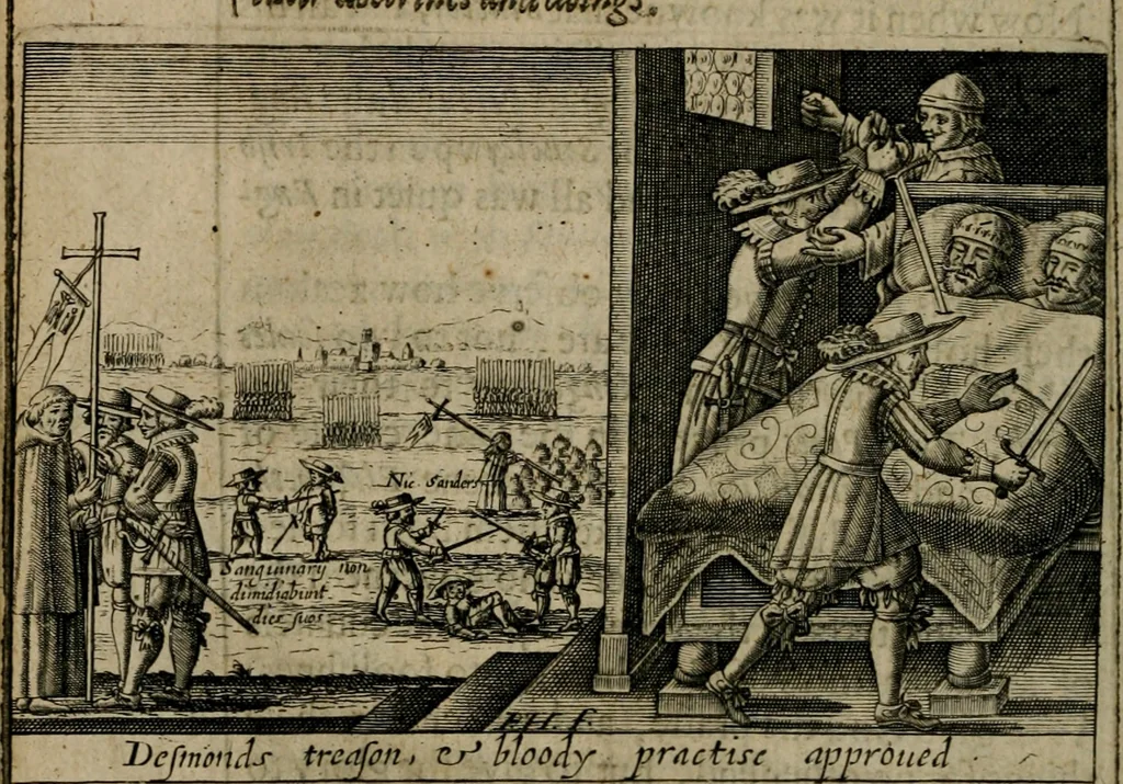 An illustration from A thankfvll remembrance of Gods mercie : in a historicall collection of the great and mercifull deliuerances of the church and state of England, since the Gospell beganne here to flourish, from the beginning of Queene Elizabeth, 1630, leaf 55