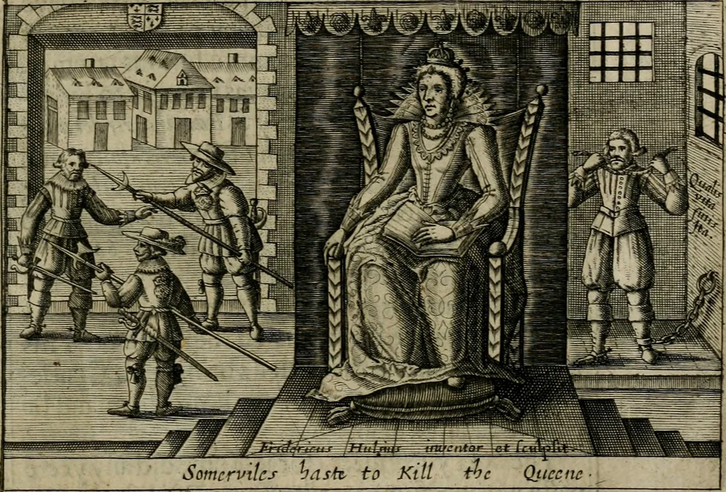 An illustration from A thankfvll remembrance of Gods mercie : in a historicall collection of the great and mercifull deliuerances of the church and state of England, since the Gospell beganne here to flourish, from the beginning of Queene Elizabeth, 1630, leaf 86