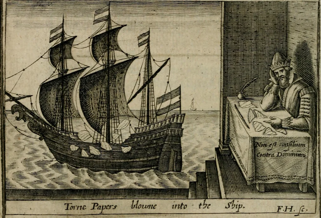 An illustration from A thankfvll remembrance of Gods mercie : in a historicall collection of the great and mercifull deliuerances of the church and state of England, since the Gospell beganne here to flourish, from the beginning of Queene Elizabeth, 1630, leaf 97
