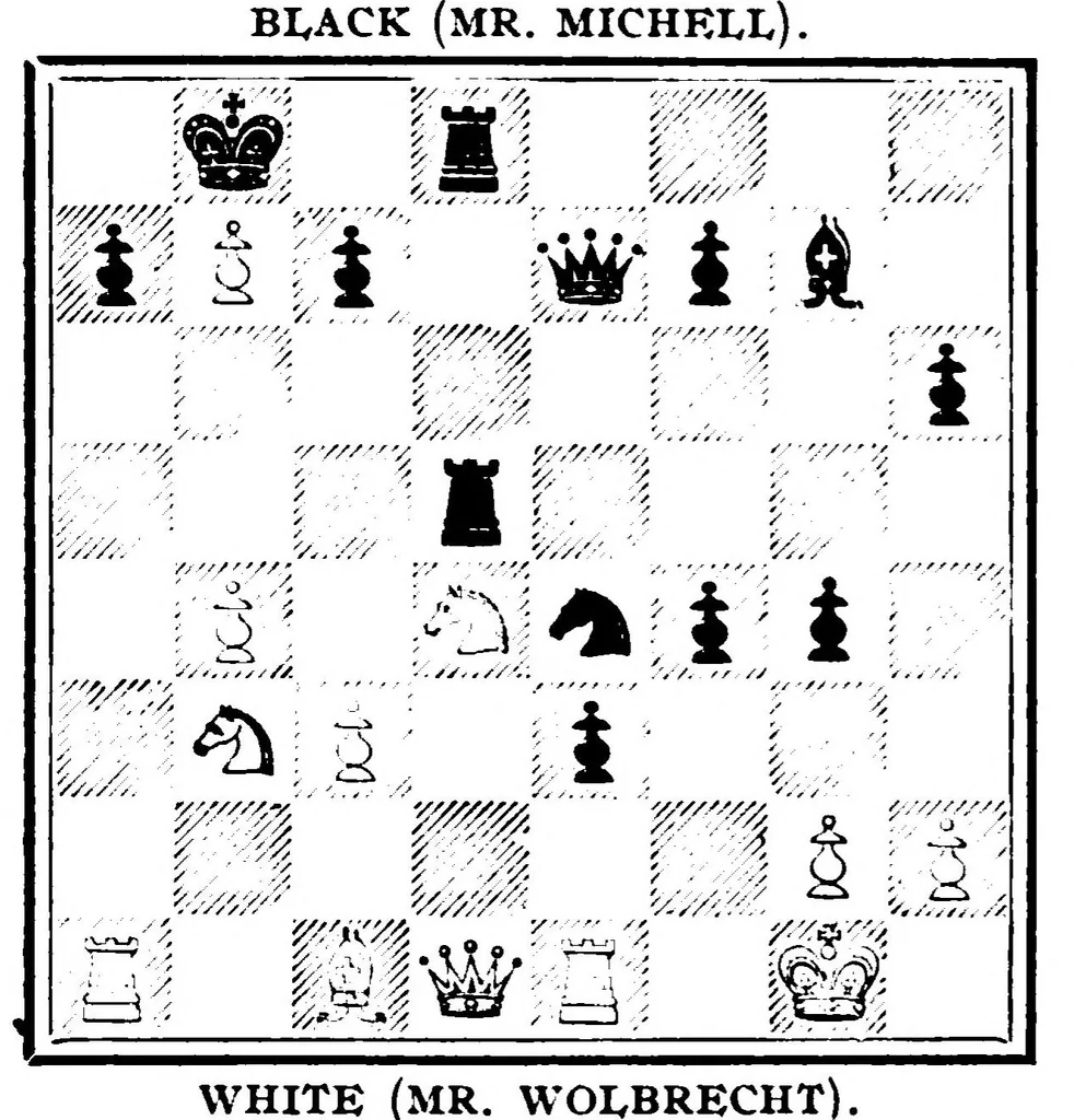 An illustration from The British Chess Magazine Volume 28 1908, 1908, leaf 168