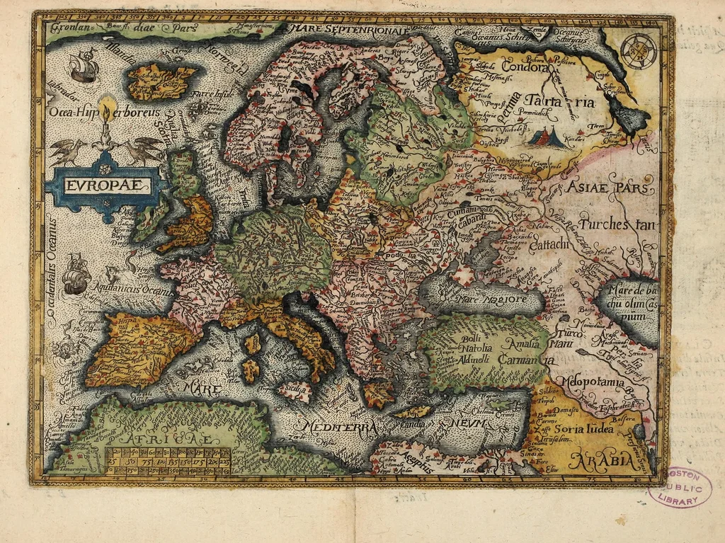 An illustration from Theatri orbis terrarum enchiridion, minoribus tabulis per Philippum Gallaeum exaratum : et carmine heroico, ex variis geographis & poetis collecto, 1585, leaf 25