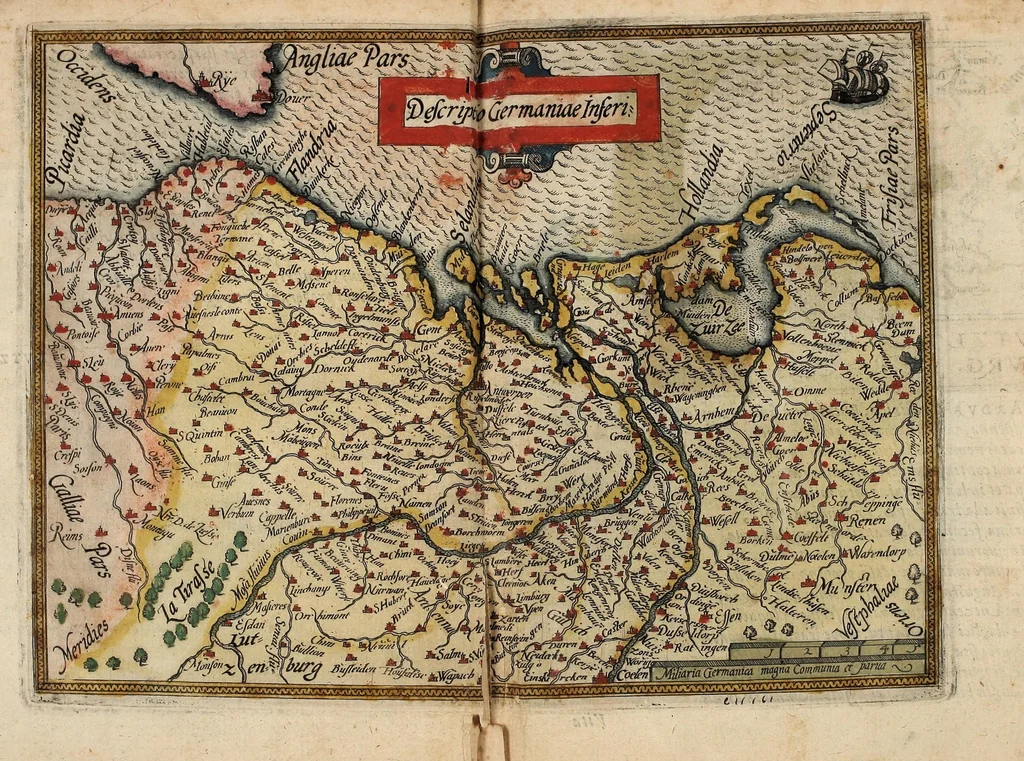 An illustration from Theatri orbis terrarum enchiridion, minoribus tabulis per Philippum Gallaeum exaratum : et carmine heroico, ex variis geographis & poetis collecto, 1585, leaf 77