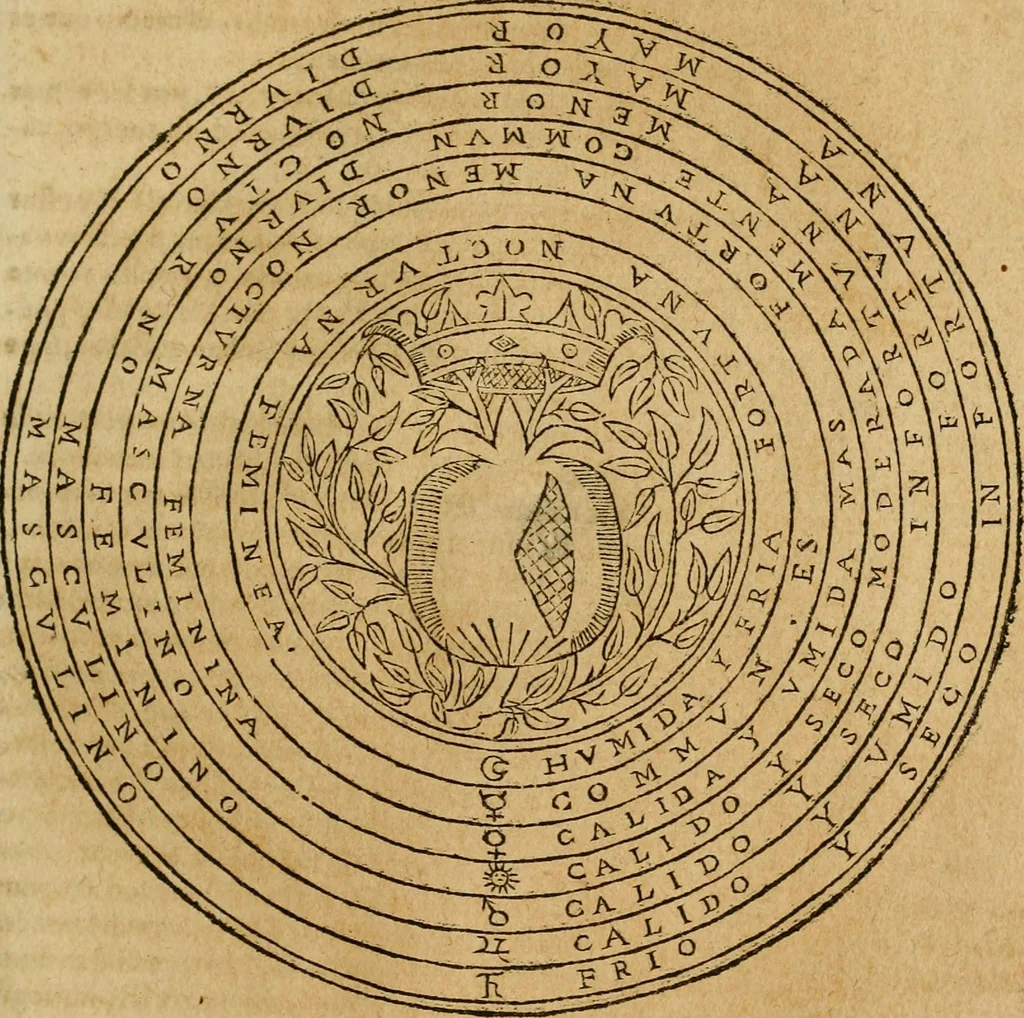 An illustration from Theatro del mundo, y del tiempo : en el qual no solo se descriuen sus partes, y se da regla en el medirlas, mas con ingeniosas y acomodadas demostraciones y figuras, se representan ante los lectores ... : cõ index, 1614, leaf 164