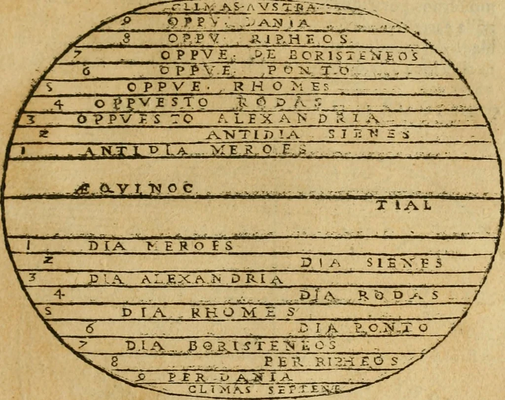 An illustration from Theatro del mundo, y del tiempo : en el qual no solo se descriuen sus partes, y se da regla en el medirlas, mas con ingeniosas y acomodadas demostraciones y figuras, se representan ante los lectores ... : cõ index, 1614, leaf 76