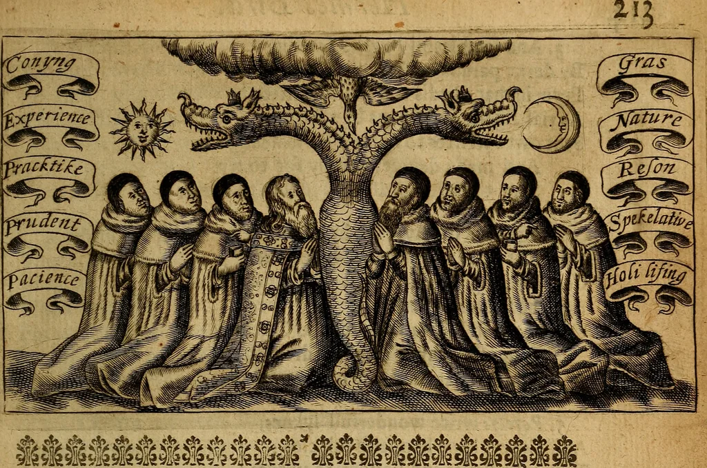 An illustration from Theatrum chemicum britannicum : containing severall poeticall pieces of our famous English philosophers, who have written the hermetique mysteries in their owne ancient language, 1652, leaf 236