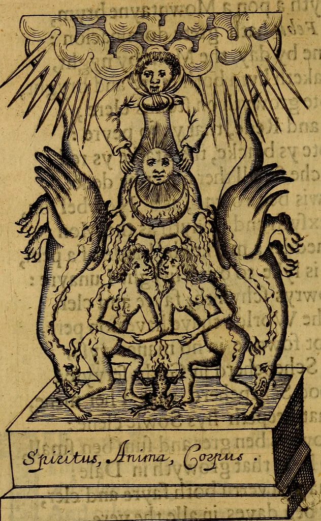 An illustration from Theatrum chemicum britannicum : containing severall poeticall pieces of our famous English philosophers, who have written the hermetique mysteries in their owne ancient language, 1652, leaf 373
