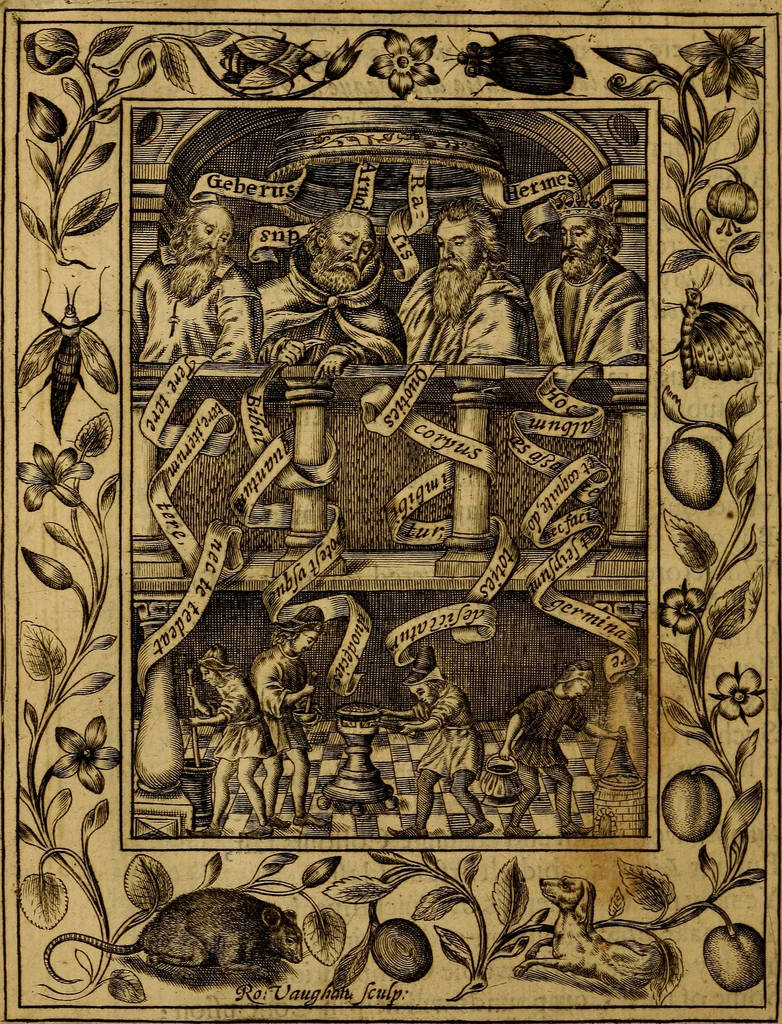 An illustration from Theatrum chemicum britannicum : containing severall poeticall pieces of our famous English philosophers, who have written the hermetique mysteries in their owne ancient language, 1652, leaf 65