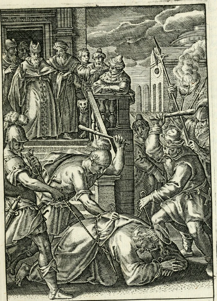 An illustration from Theatrum D.N. Iesu Christi : atrociorum cruciatuum c. lectori spectatori propositum, 1658, leaf 42