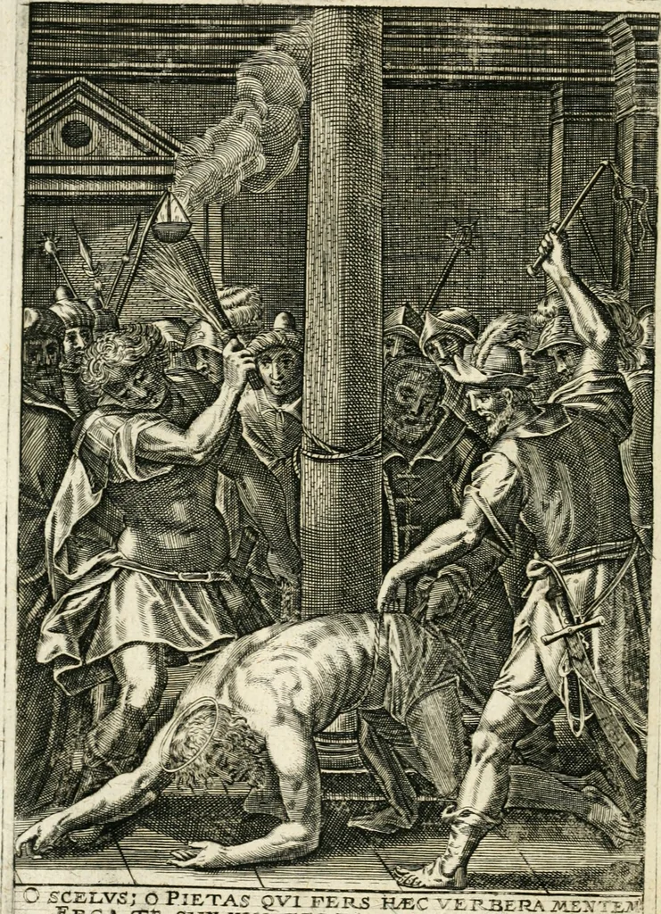 An illustration from Theatrum D.N. Iesu Christi : atrociorum cruciatuum c. lectori spectatori propositum, 1658, leaf 55
