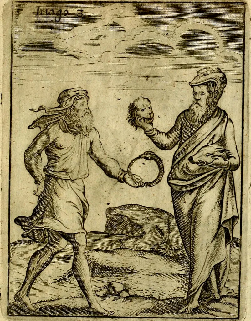 An illustration from Theatrum ethnico idololatrieum politico historicum, ethnicorum idololatrias, simulacra, templa, sacrificia & deos, illorum origines, ritus & caeremonias, quae in perficiendis sacris, fuerunt observata, quidque illis indicare voluerint, representans, 1699, leaf 258