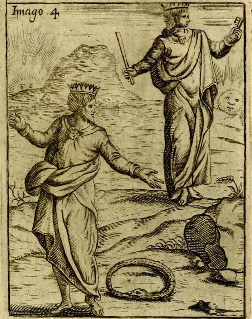 An illustration from Theatrum ethnico idololatrieum politico historicum, ethnicorum idololatrias, simulacra, templa, sacrificia & deos, illorum origines, ritus & caeremonias, quae in perficiendis sacris, fuerunt observata, quidque illis indicare voluerint, representans, 1699, leaf 260