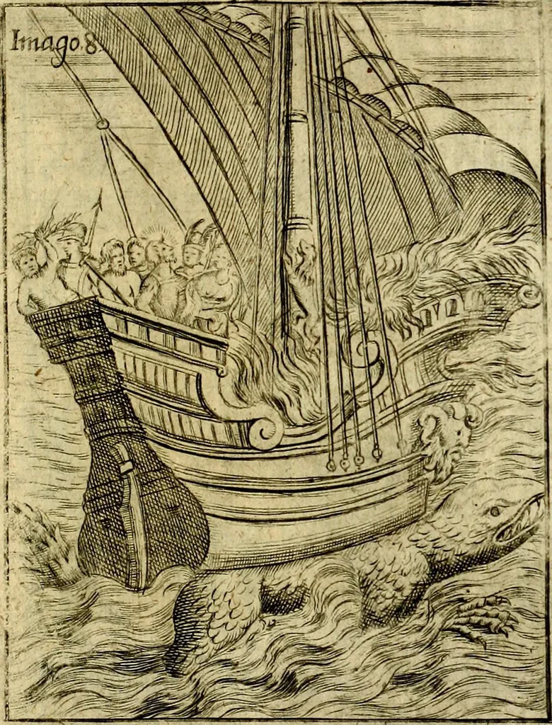 An illustration from Theatrum ethnico idololatrieum politico historicum, ethnicorum idololatrias, simulacra, templa, sacrificia & deos, illorum origines, ritus & caeremonias, quae in perficiendis sacris, fuerunt observata, quidque illis indicare voluerint, representans, 1699, leaf 268