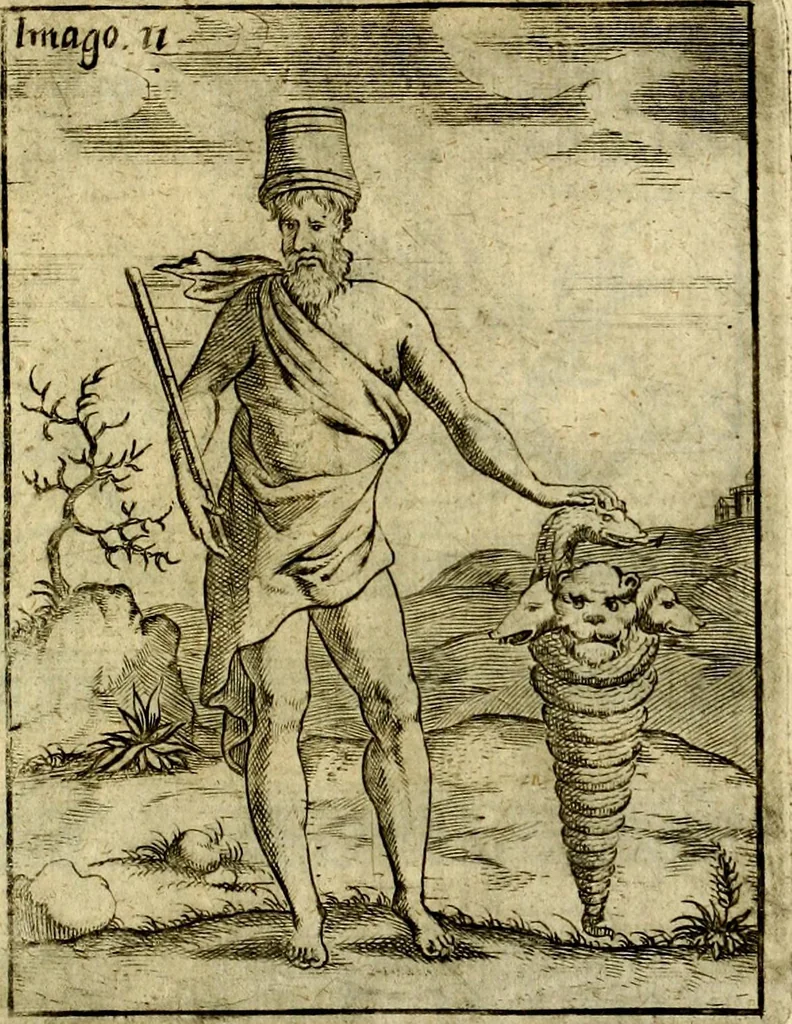 An illustration from Theatrum ethnico idololatrieum politico historicum, ethnicorum idololatrias, simulacra, templa, sacrificia & deos, illorum origines, ritus & caeremonias, quae in perficiendis sacris, fuerunt observata, quidque illis indicare voluerint, representans, 1699, leaf 274
