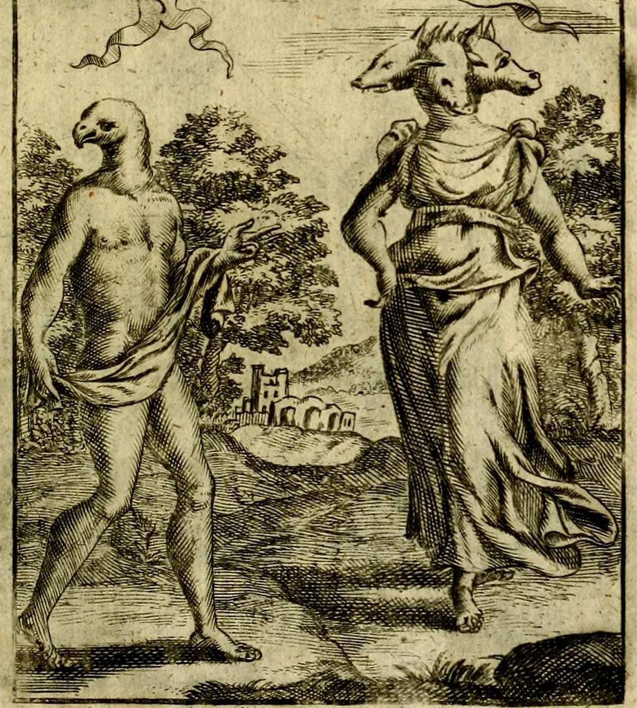 An illustration from Theatrum ethnico idololatrieum politico historicum, ethnicorum idololatrias, simulacra, templa, sacrificia & deos, illorum origines, ritus & caeremonias, quae in perficiendis sacris, fuerunt observata, quidque illis indicare voluerint, representans, 1699, leaf 282
