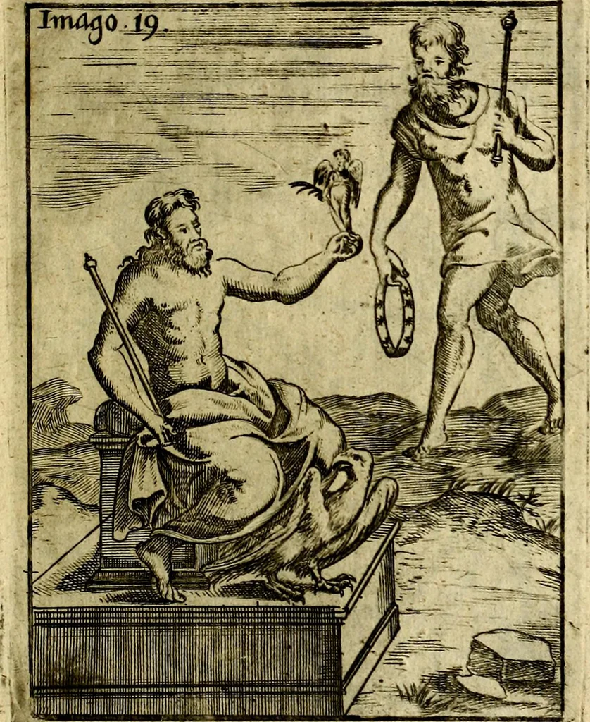 An illustration from Theatrum ethnico idololatrieum politico historicum, ethnicorum idololatrias, simulacra, templa, sacrificia & deos, illorum origines, ritus & caeremonias, quae in perficiendis sacris, fuerunt observata, quidque illis indicare voluerint, representans, 1699, leaf 288