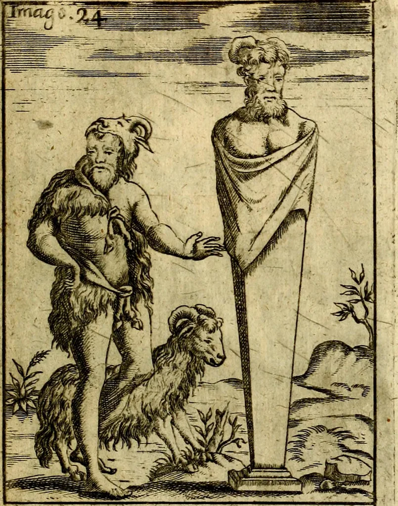 An illustration from Theatrum ethnico idololatrieum politico historicum, ethnicorum idololatrias, simulacra, templa, sacrificia & deos, illorum origines, ritus & caeremonias, quae in perficiendis sacris, fuerunt observata, quidque illis indicare voluerint, representans, 1699, leaf 298