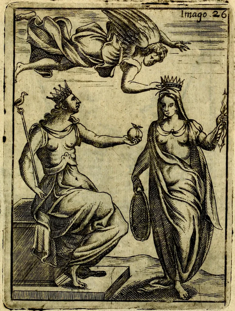 An illustration from Theatrum ethnico idololatrieum politico historicum, ethnicorum idololatrias, simulacra, templa, sacrificia & deos, illorum origines, ritus & caeremonias, quae in perficiendis sacris, fuerunt observata, quidque illis indicare voluerint, representans, 1699, leaf 302