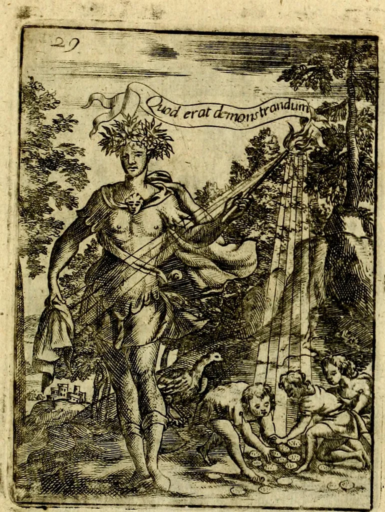 An illustration from Theatrum ethnico idololatrieum politico historicum, ethnicorum idololatrias, simulacra, templa, sacrificia & deos, illorum origines, ritus & caeremonias, quae in perficiendis sacris, fuerunt observata, quidque illis indicare voluerint, representans, 1699, leaf 308