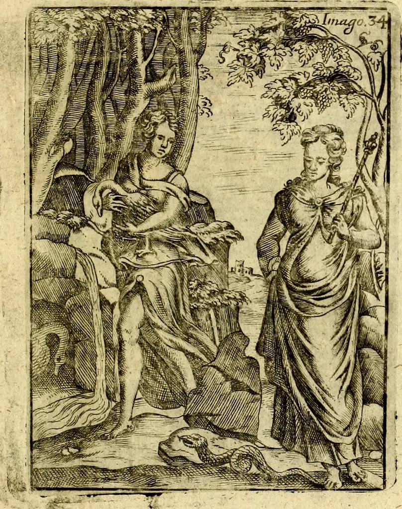 An illustration from Theatrum ethnico idololatrieum politico historicum, ethnicorum idololatrias, simulacra, templa, sacrificia & deos, illorum origines, ritus & caeremonias, quae in perficiendis sacris, fuerunt observata, quidque illis indicare voluerint, representans, 1699, leaf 318