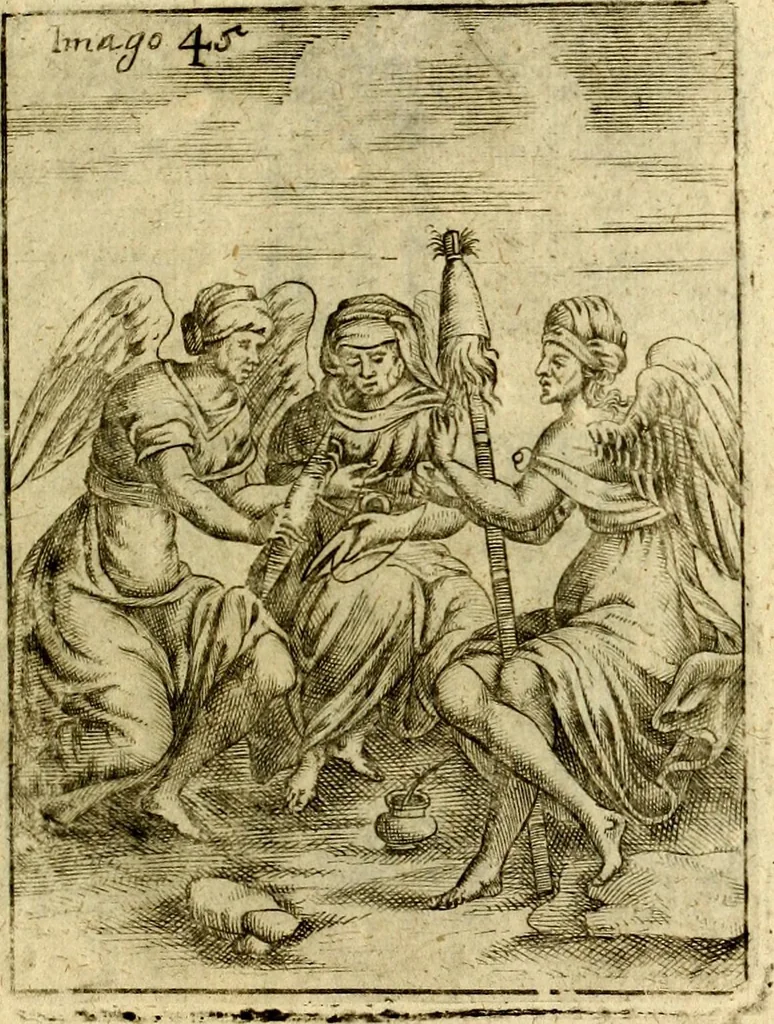 An illustration from Theatrum ethnico idololatrieum politico historicum, ethnicorum idololatrias, simulacra, templa, sacrificia & deos, illorum origines, ritus & caeremonias, quae in perficiendis sacris, fuerunt observata, quidque illis indicare voluerint, representans, 1699, leaf 340