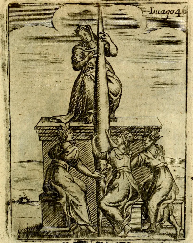 An illustration from Theatrum ethnico idololatrieum politico historicum, ethnicorum idololatrias, simulacra, templa, sacrificia & deos, illorum origines, ritus & caeremonias, quae in perficiendis sacris, fuerunt observata, quidque illis indicare voluerint, representans, 1699, leaf 342