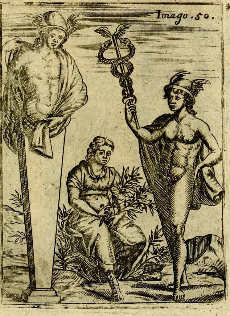 An illustration from Theatrum ethnico idololatrieum politico historicum, ethnicorum idololatrias, simulacra, templa, sacrificia & deos, illorum origines, ritus & caeremonias, quae in perficiendis sacris, fuerunt observata, quidque illis indicare voluerint, representans, 1699, leaf 350