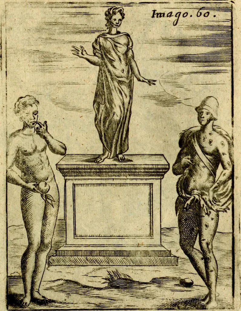 An illustration from Theatrum ethnico idololatrieum politico historicum, ethnicorum idololatrias, simulacra, templa, sacrificia & deos, illorum origines, ritus & caeremonias, quae in perficiendis sacris, fuerunt observata, quidque illis indicare voluerint, representans, 1699, leaf 370
