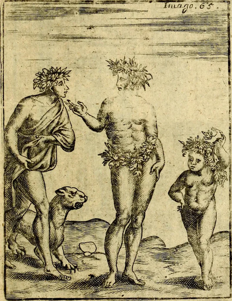 An illustration from Theatrum ethnico idololatrieum politico historicum, ethnicorum idololatrias, simulacra, templa, sacrificia & deos, illorum origines, ritus & caeremonias, quae in perficiendis sacris, fuerunt observata, quidque illis indicare voluerint, representans, 1699, leaf 380