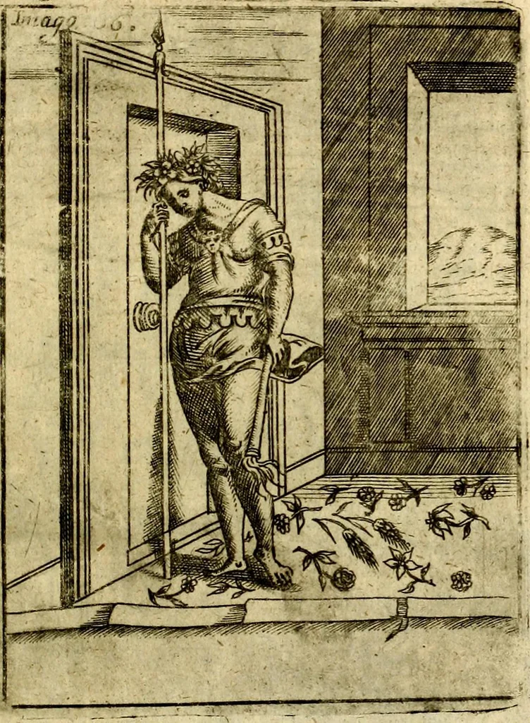An illustration from Theatrum ethnico idololatrieum politico historicum, ethnicorum idololatrias, simulacra, templa, sacrificia & deos, illorum origines, ritus & caeremonias, quae in perficiendis sacris, fuerunt observata, quidque illis indicare voluerint, representans, 1699, leaf 382