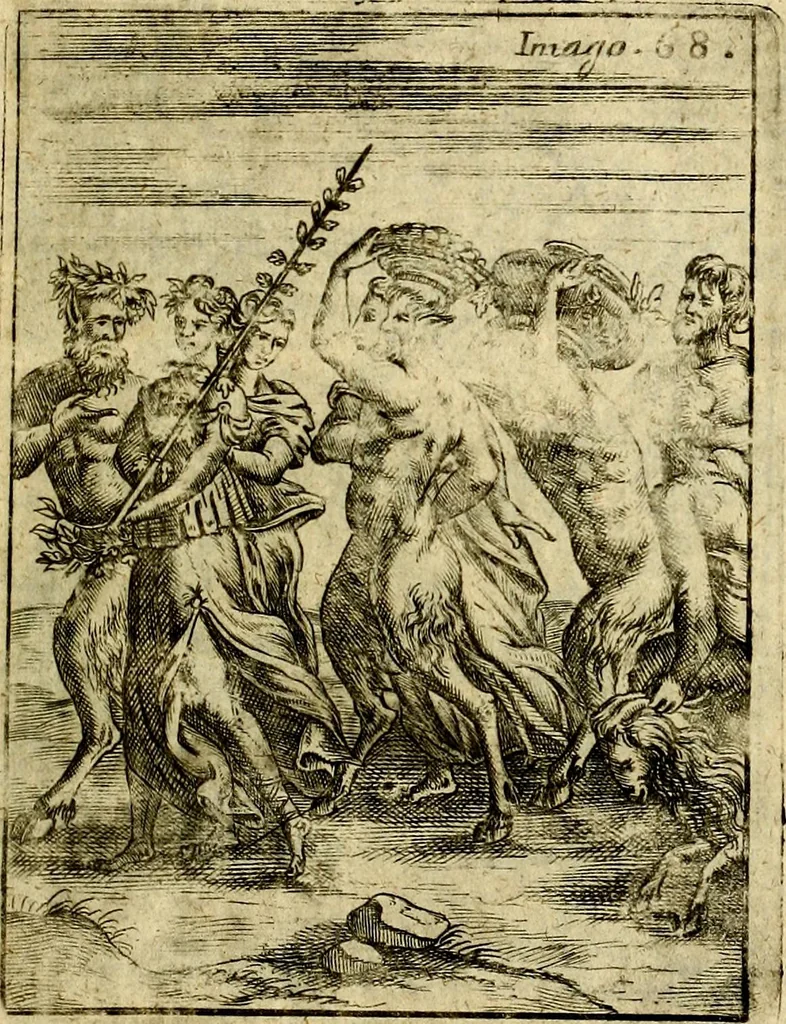 An illustration from Theatrum ethnico idololatrieum politico historicum, ethnicorum idololatrias, simulacra, templa, sacrificia & deos, illorum origines, ritus & caeremonias, quae in perficiendis sacris, fuerunt observata, quidque illis indicare voluerint, representans, 1699, leaf 386