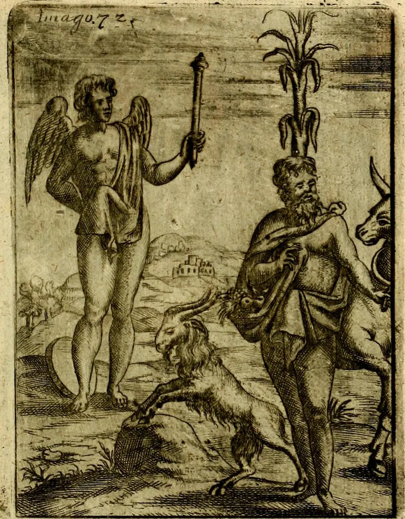 An illustration from Theatrum ethnico idololatrieum politico historicum, ethnicorum idololatrias, simulacra, templa, sacrificia & deos, illorum origines, ritus & caeremonias, quae in perficiendis sacris, fuerunt observata, quidque illis indicare voluerint, representans, 1699, leaf 394