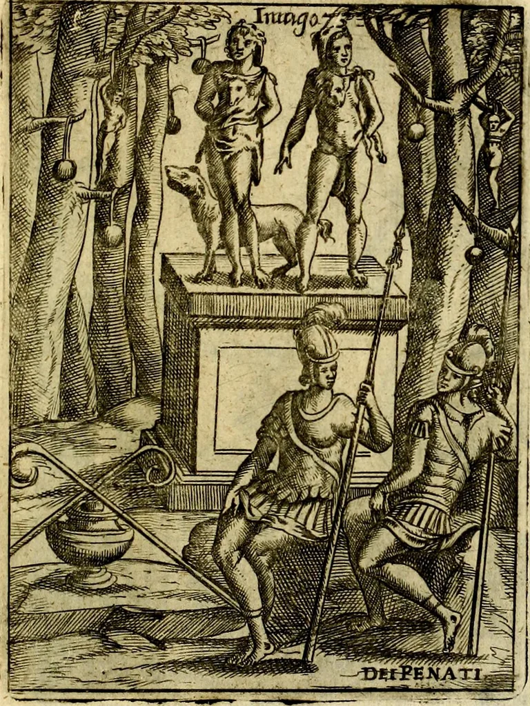 An illustration from Theatrum ethnico idololatrieum politico historicum, ethnicorum idololatrias, simulacra, templa, sacrificia & deos, illorum origines, ritus & caeremonias, quae in perficiendis sacris, fuerunt observata, quidque illis indicare voluerint, representans, 1699, leaf 396