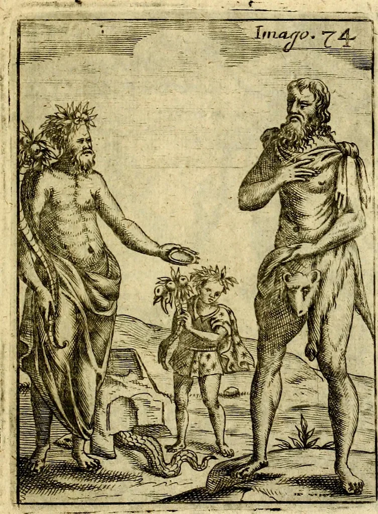 An illustration from Theatrum ethnico idololatrieum politico historicum, ethnicorum idololatrias, simulacra, templa, sacrificia & deos, illorum origines, ritus & caeremonias, quae in perficiendis sacris, fuerunt observata, quidque illis indicare voluerint, representans, 1699, leaf 398