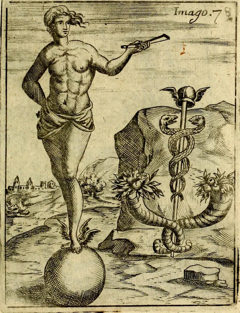 An illustration from Theatrum ethnico idololatrieum politico historicum, ethnicorum idololatrias, simulacra, templa, sacrificia & deos, illorum origines, ritus & caeremonias, quae in perficiendis sacris, fuerunt observata, quidque illis indicare voluerint, representans, 1699, leaf 406